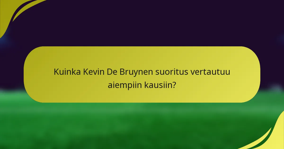 Kuinka Kevin De Bruynen suoritus vertautuu aiempiin kausiin?